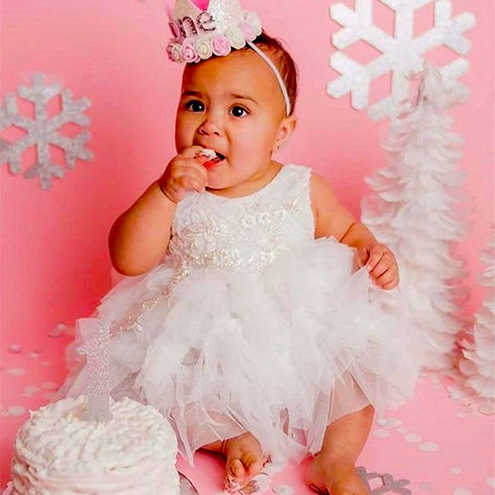 Lace Back A-Line Tiered Tutu Tulle Flower Girl Dress
